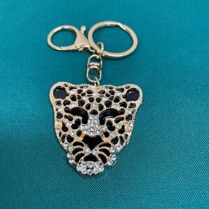 Gold and Black Leopard Bag Charm
